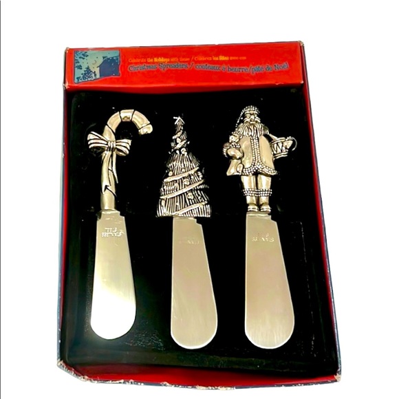 Christmas Holiday Knife Stainless Steel Spreader Set of 3 - Picture 1 of 7